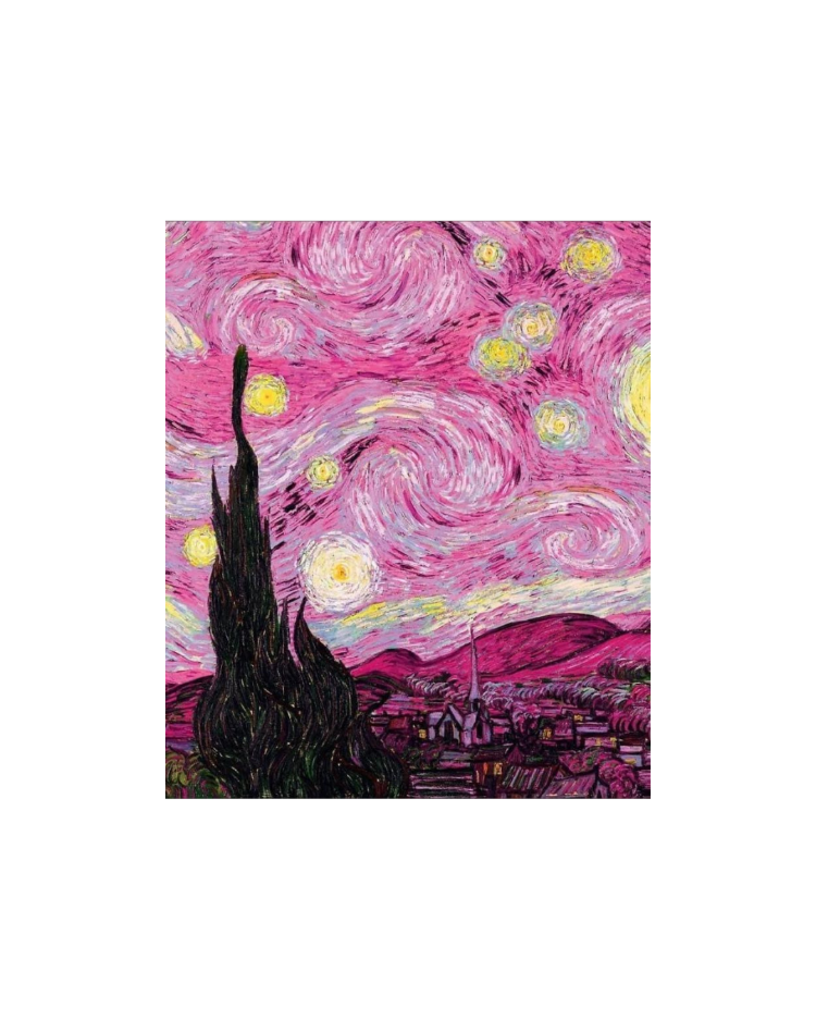 Pembe Yıldızlı Gece Sanatsal Mousepad – Aesthetic Van Gogh Tarzı Desenli