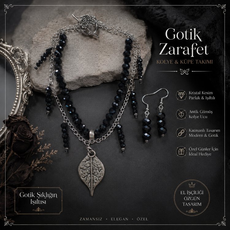 gotik tarz kolye küpe takımı 