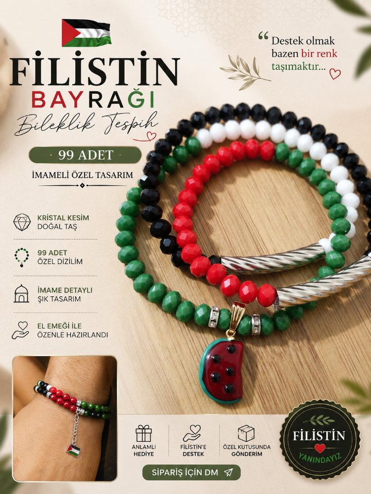 Filistin bayrağı bileklik tespih 