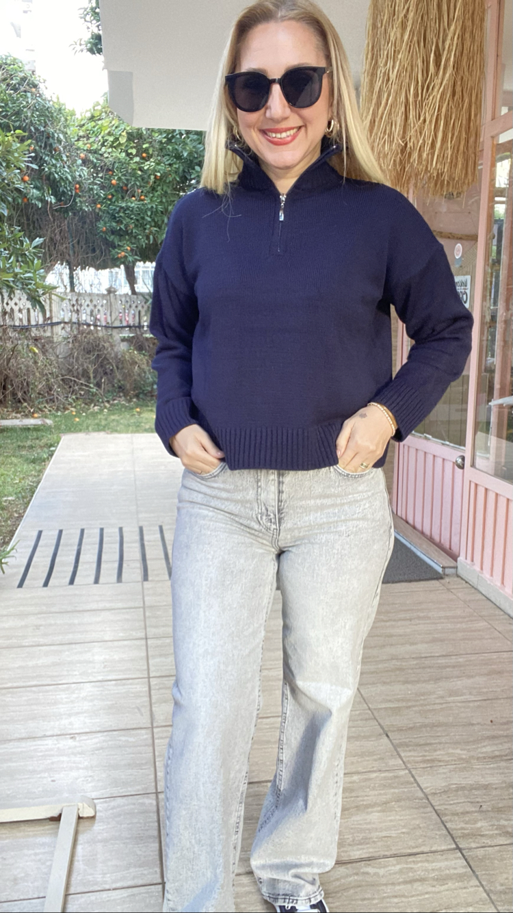 Lacivert triko kazak