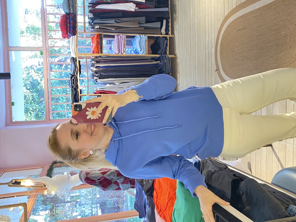 Mavi kapşonlu Sweatshirt