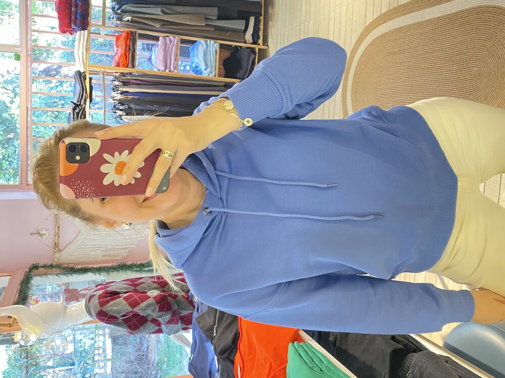Mavi kapşonlu Sweatshirt