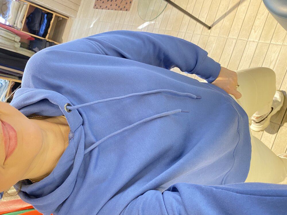 Mavi kapşonlu Sweatshirt