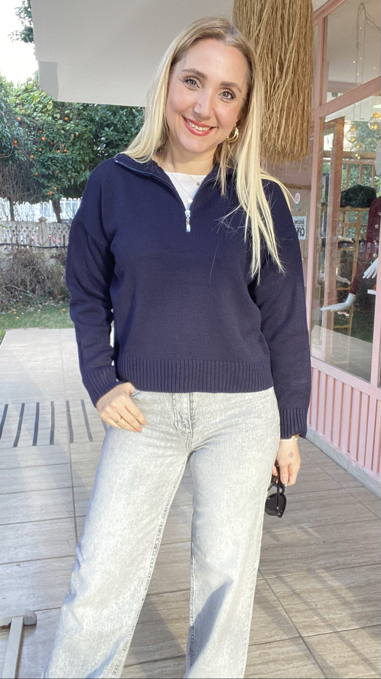 Lacivert triko kazak