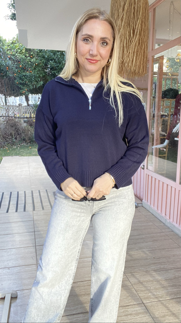 Lacivert triko kazak