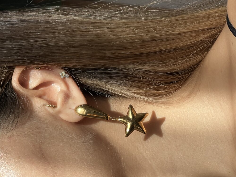 Star Stainless Steel 18K Altın Kaplama Küpe