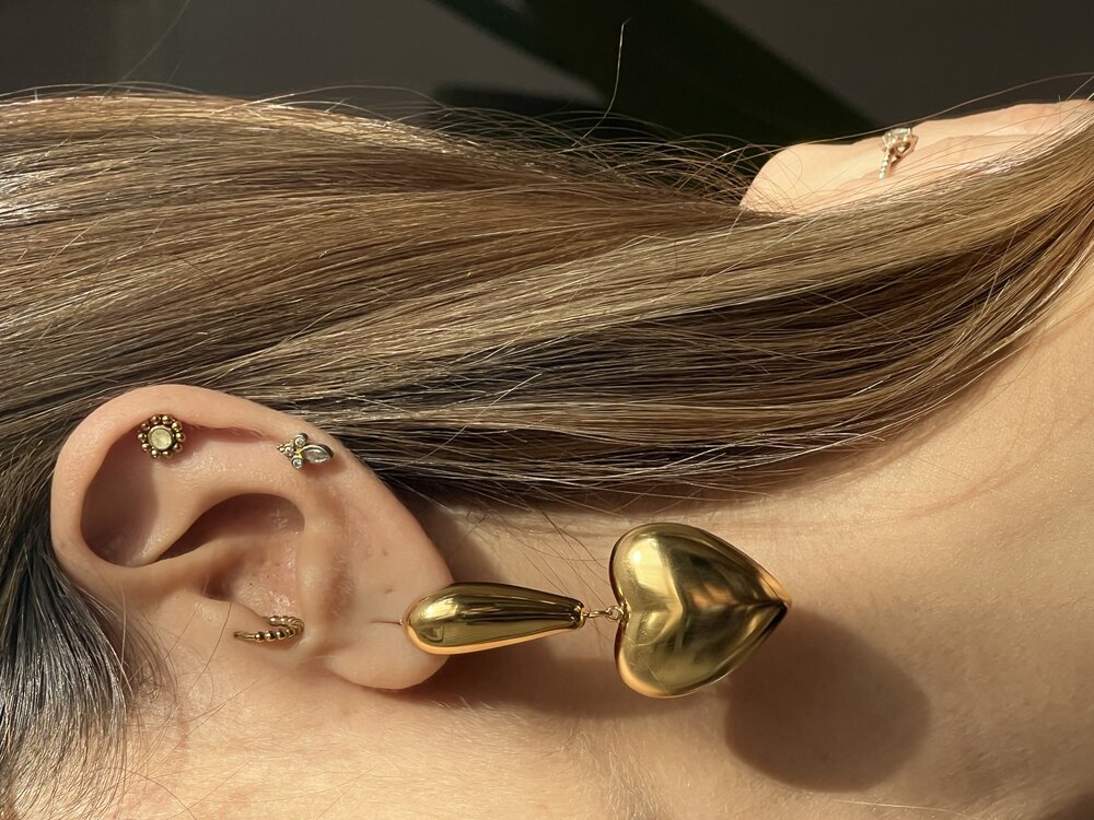 Heart Stainless Steel 18K Altın Kaplama Küpe