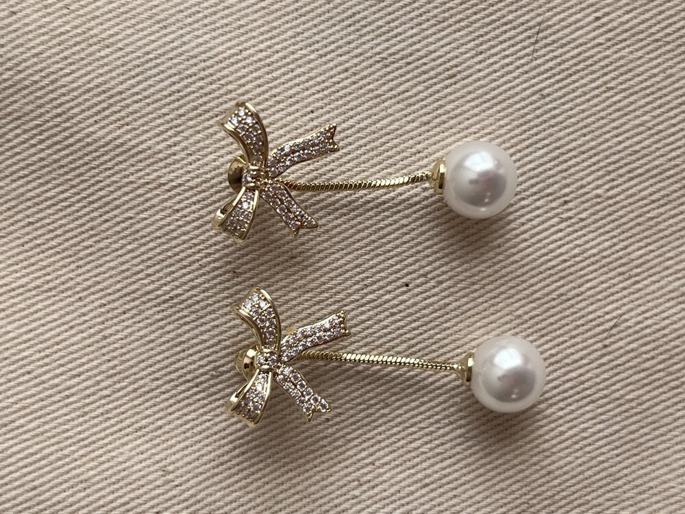 Pearl With Ribbon Küpe