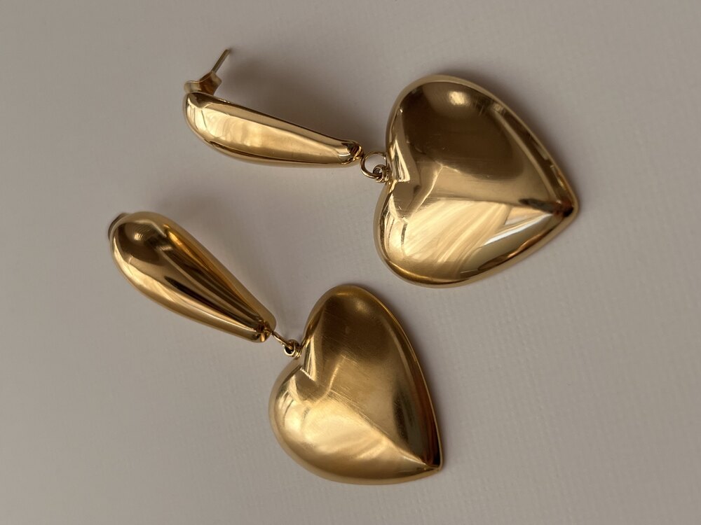 Heart Stainless Steel 18K Altın Kaplama Küpe