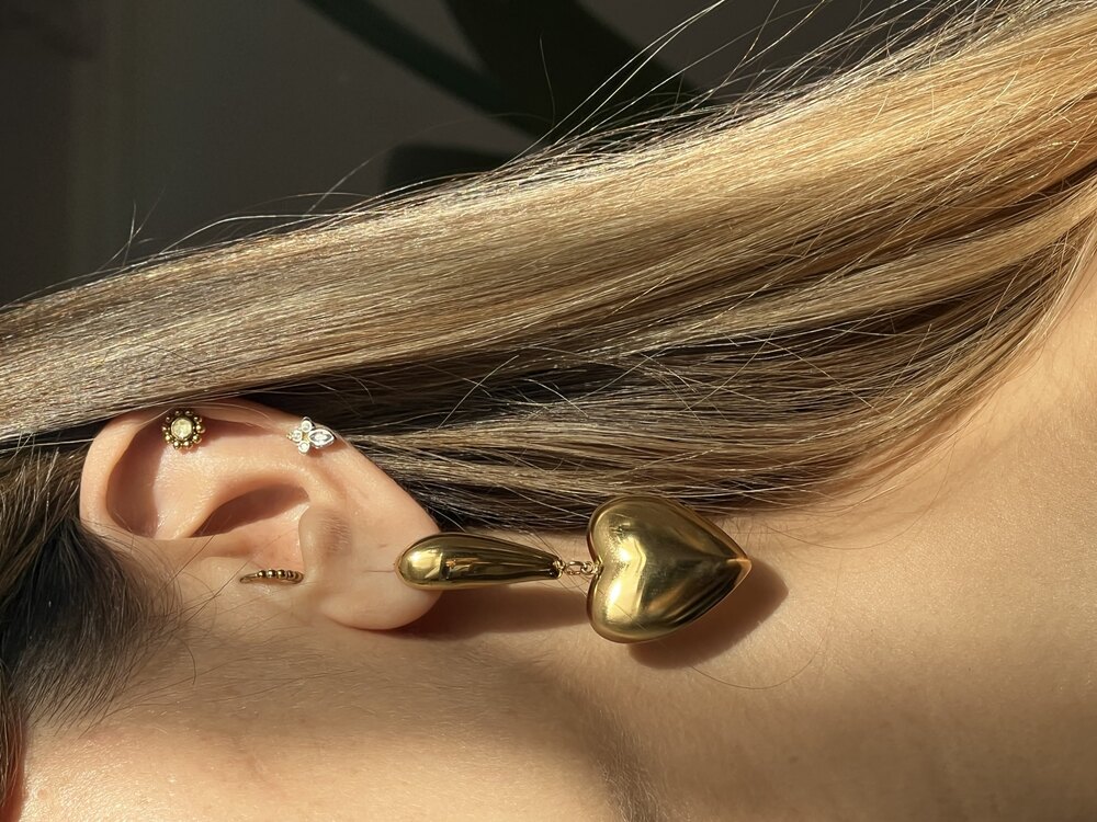 Heart Stainless Steel 18K Altın Kaplama Küpe