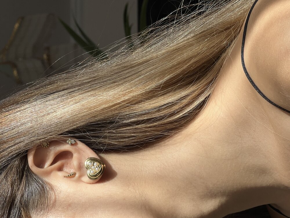 Perla Stainless Steel 18K Altın Kaplama Küpe