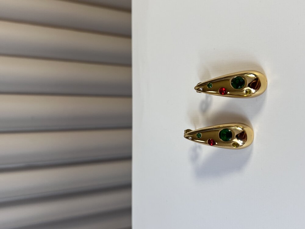 Vintage Renkli Kristal Taş Detaylı Drop Küpe