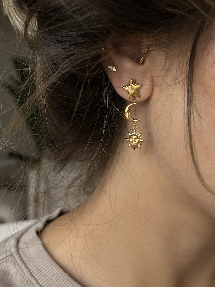Golden Cosmos Premium Tasarım Küpe