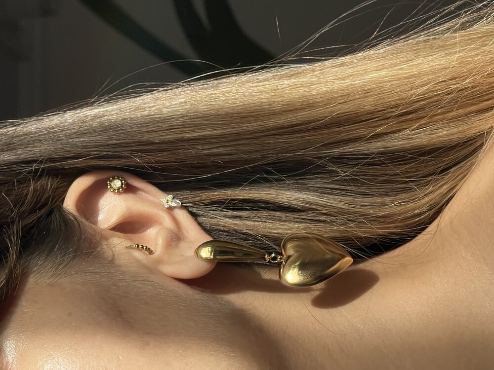 Heart Stainless Steel 18K Altın Kaplama Küpe
