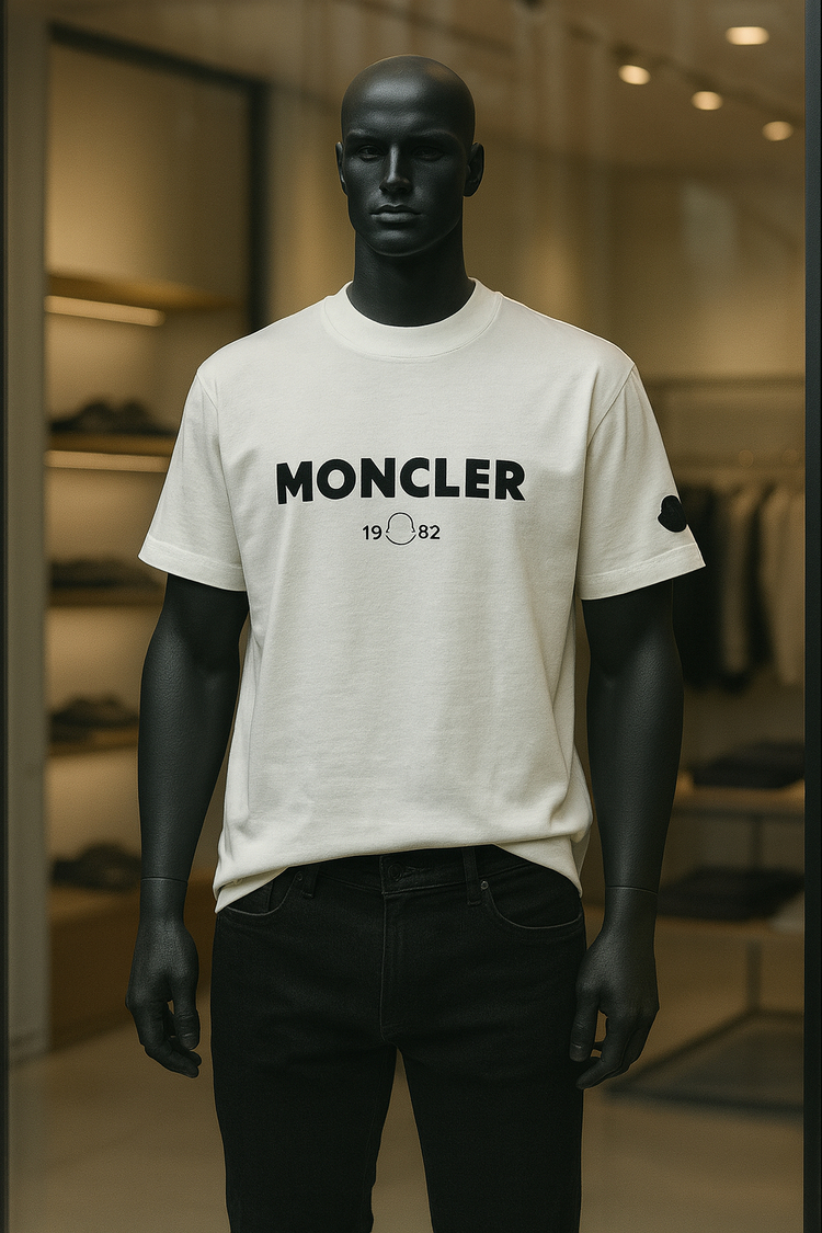 Moncler beyaz baskılı erkek tshırt beyaz