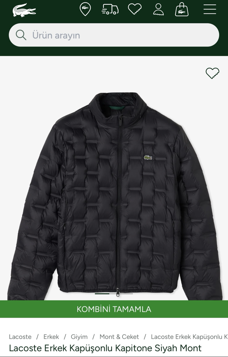 Lacoste erkek mont ( Gizli kapüşonlu )