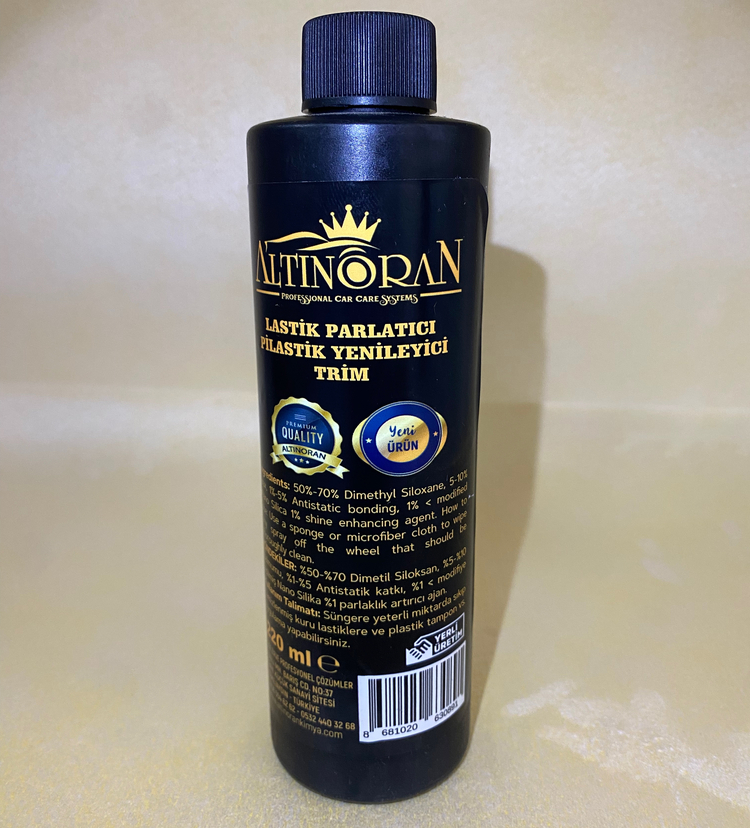 ✨ Altın Oran Lastik Parlatıcı & Plastik Restorasyon Jeli (200 ML) 15 GÜN KALIC