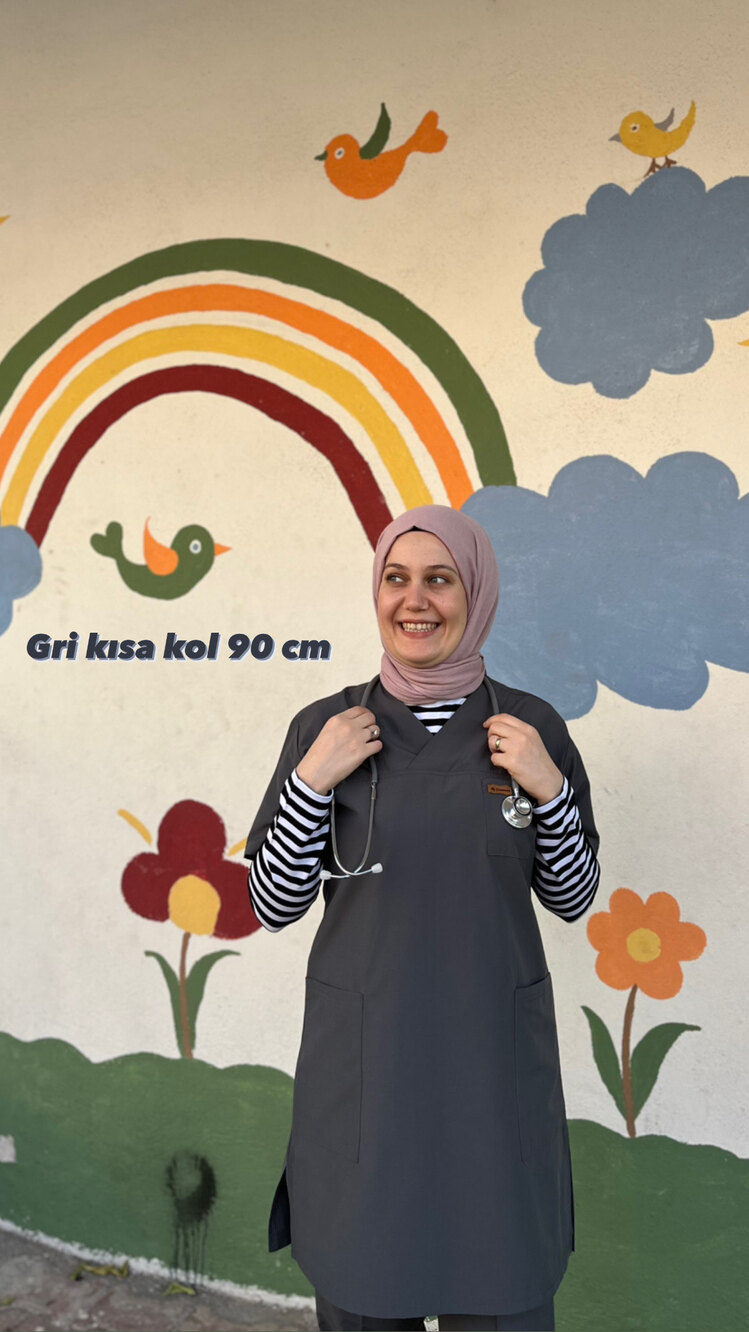 Antrasit gri  SOFT licralı kısa kol takım 90 cm 