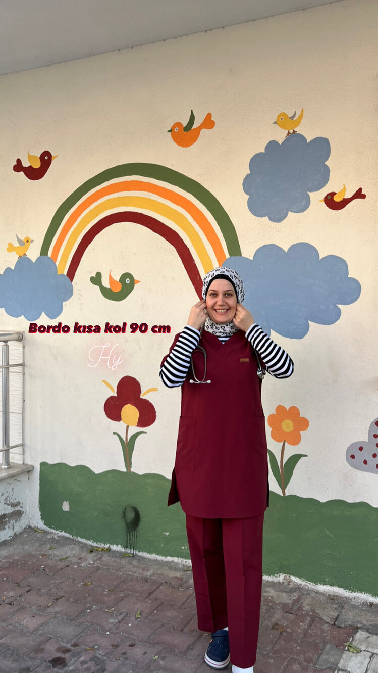 Bordo soft licralı KISA KOL 90 cm takım 