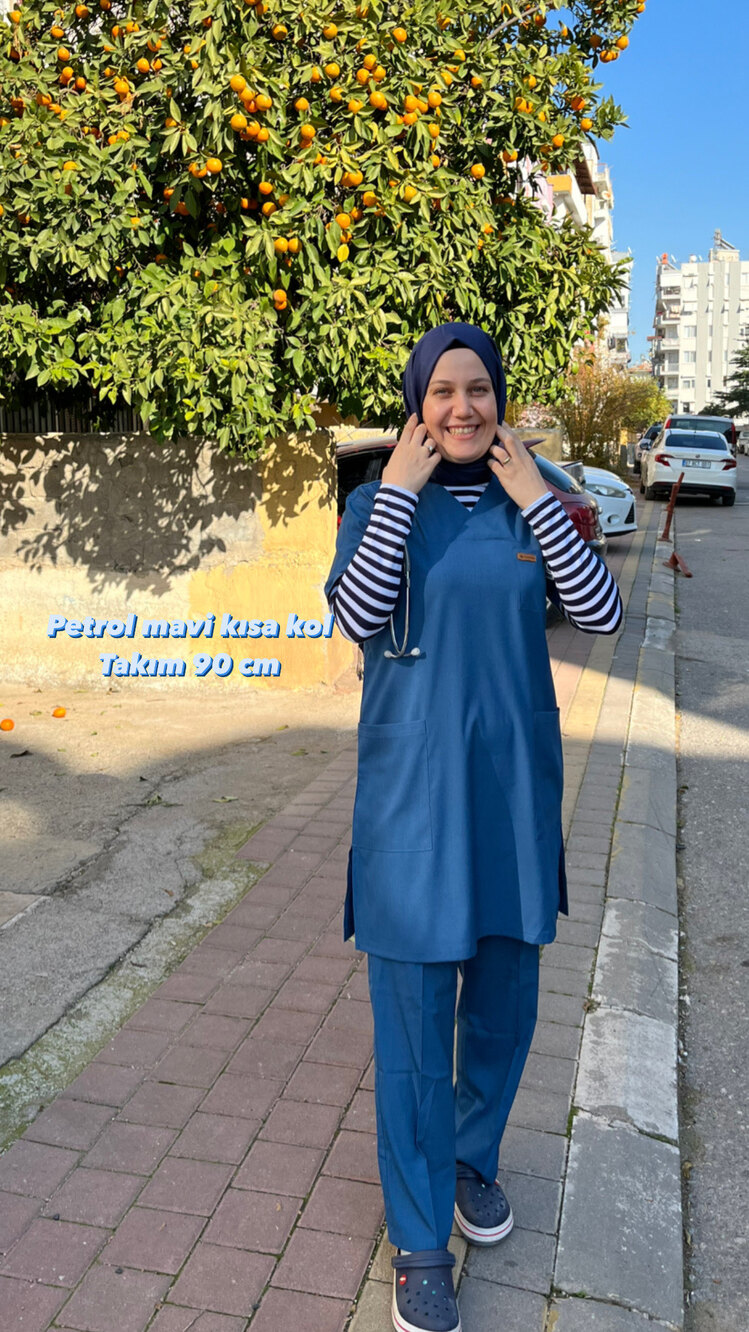 PETROL MAVİ soft licralı kısa kol 90 cm Takım