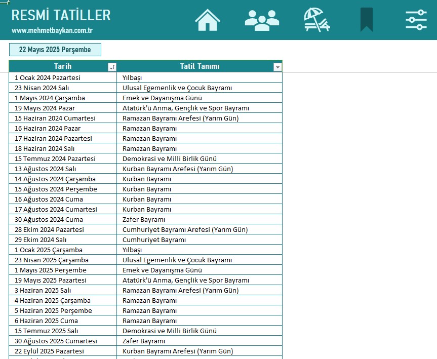 Excel Yıllık İzin Takip Programı