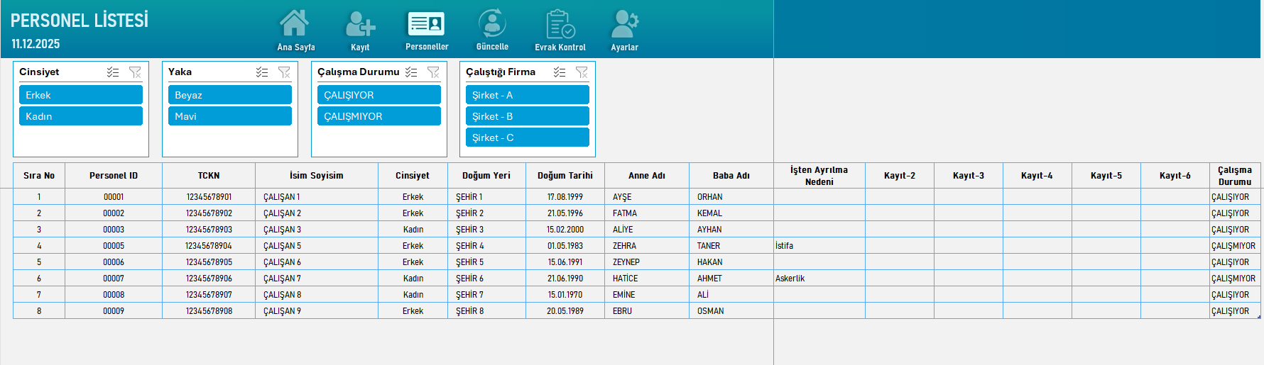 Excel Personel Kayıt Programı