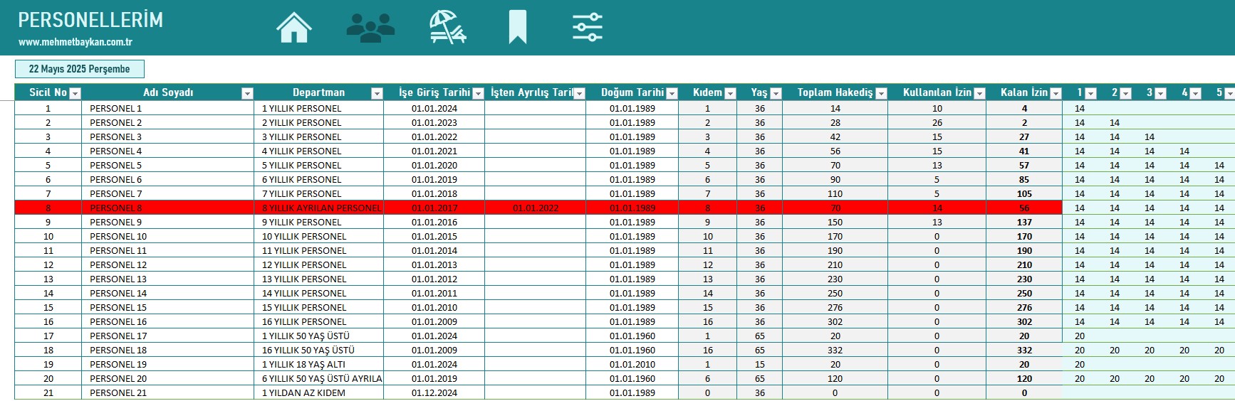 Excel Yıllık İzin Takip Programı