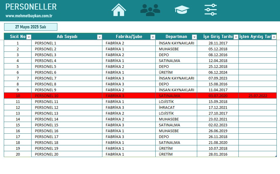 Excel Periyodik Eğitim Takip Programı