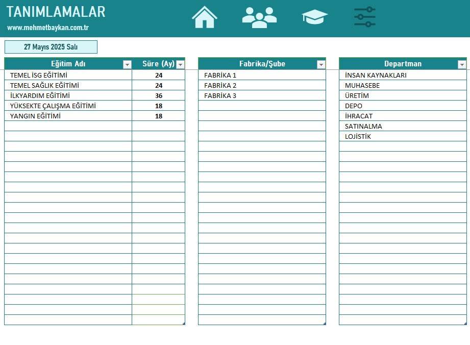 Excel Periyodik Eğitim Takip Programı