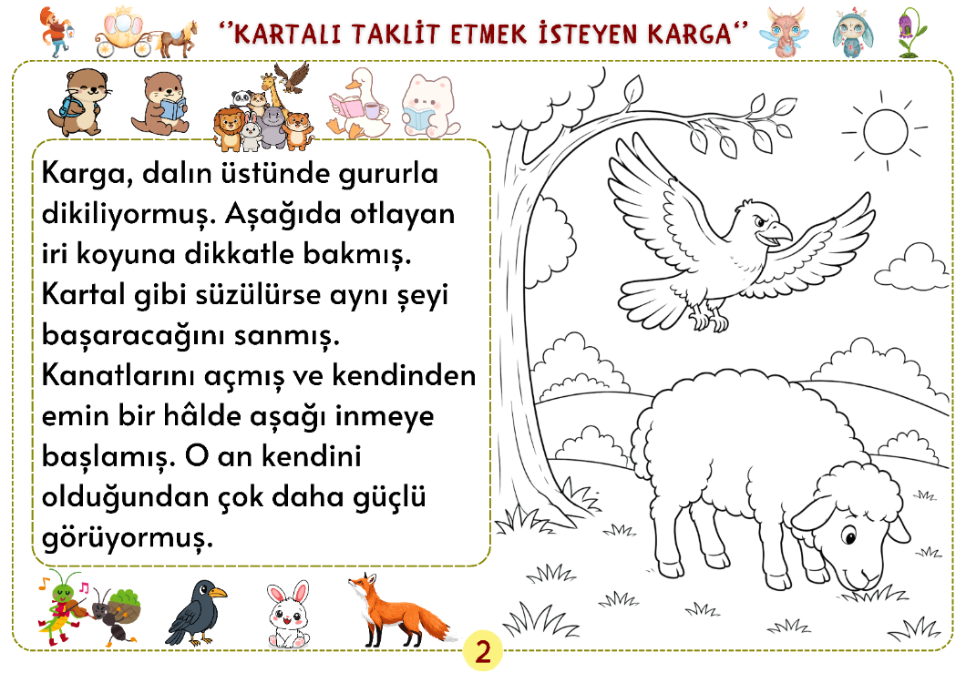 La Fontaine Fablları 1. Bölüm – Oku, Anla, Boya PDF Seti