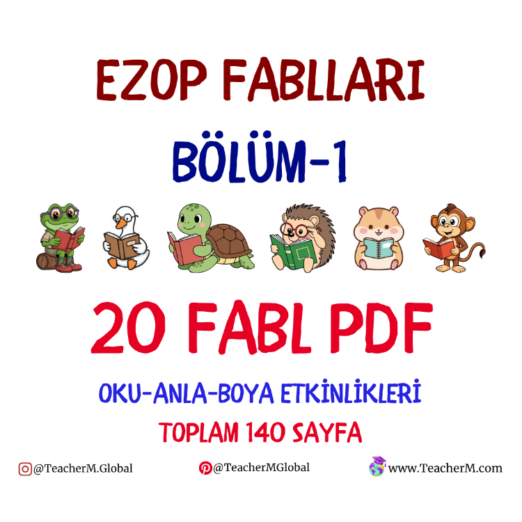 Ezop Fablları Bölüm 1 – Oku, Anla, Boya PDF Seti