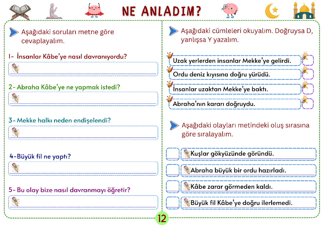 Hz. Muhammed’in Hayatı: Fil Olayı ve Kâbe’nin Korunması Oku-Anla-Boya PDF