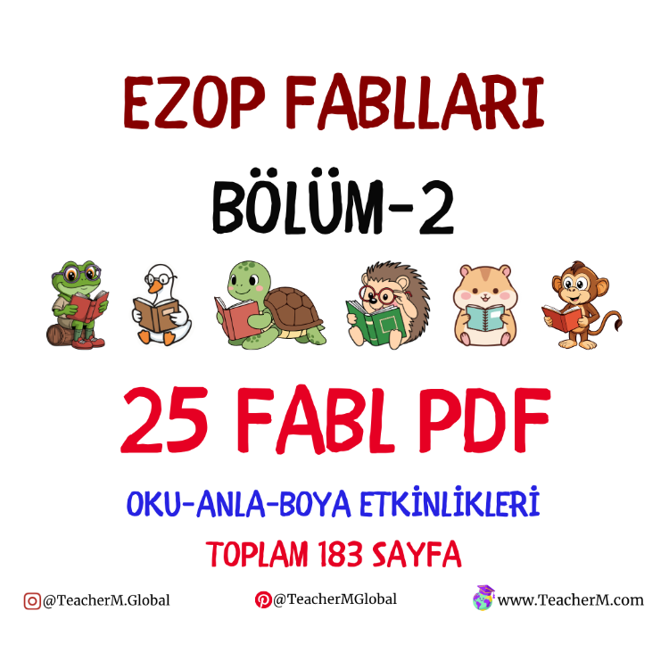 Ezop Fablları Bölüm 2 – Oku, Anla, Boya PDF Seti