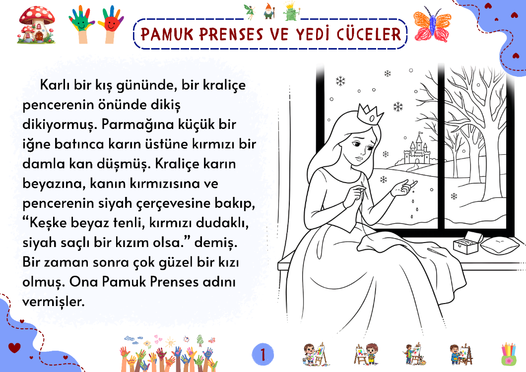 Grimm Masalları: Pamuk Prenses ve Yedi Cüceler Oku-Anla-Boya PDF