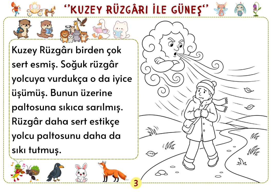 Ezop Fablları Bölüm 1 – Oku, Anla, Boya PDF Seti