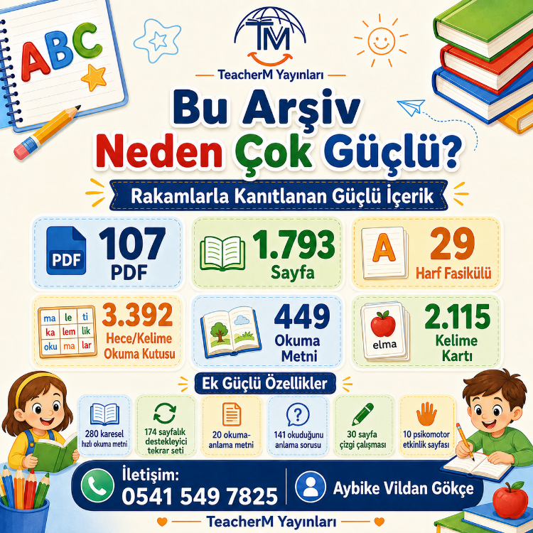 1. Sınıf İlk Okuma ve Yazma PDF Arşivi | 107 PDF – 1.793 Sayfa