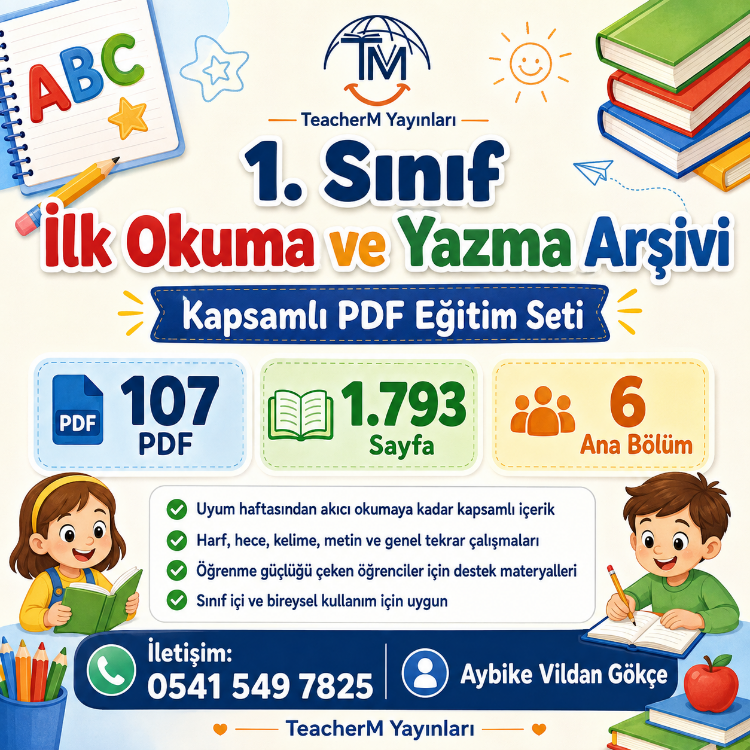 1. Sınıf İlk Okuma ve Yazma PDF Arşivi | 107 PDF – 1.793 Sayfa