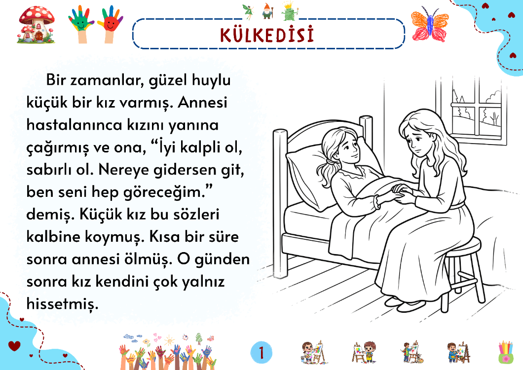 Grimm Masalları: Külkedisi Oku-Anla-Boya PDF | 1. Sınıf Okuma Anlama ve Boyama Etkinliği