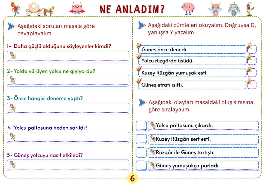 Ezop Fablları Bölüm 1 – Oku, Anla, Boya PDF Seti