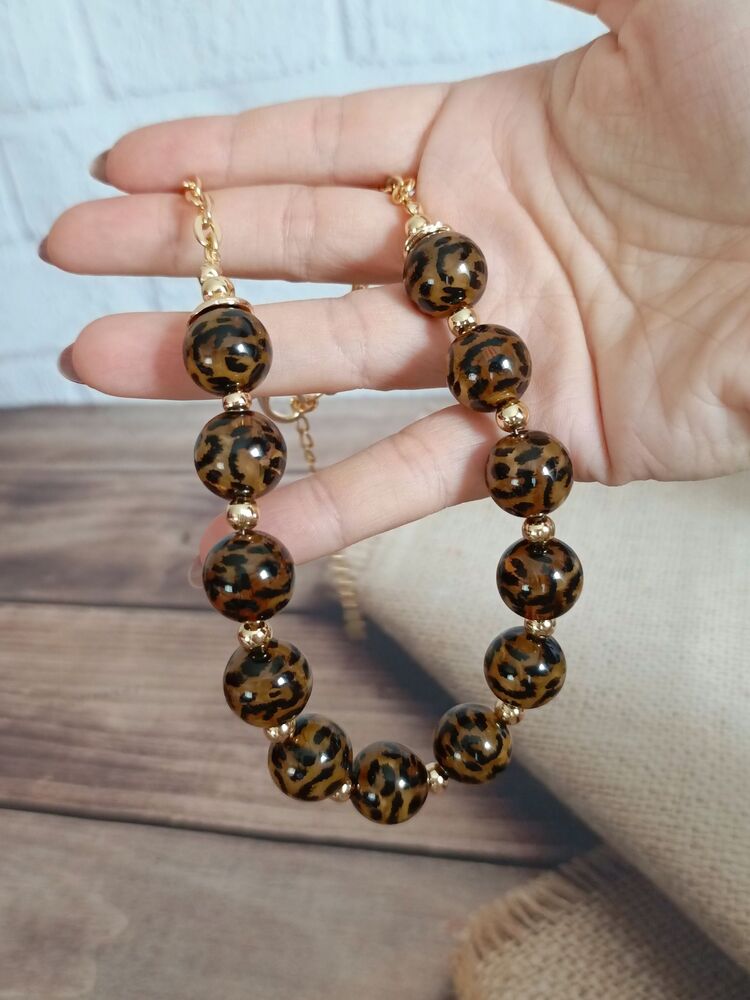 Kahverengi Leopar Kolye