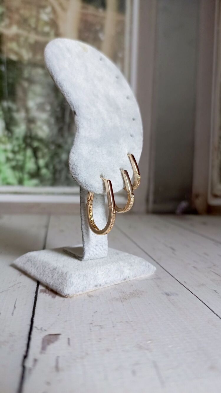 Gold Oval Üçlü Halka Küpe Seti