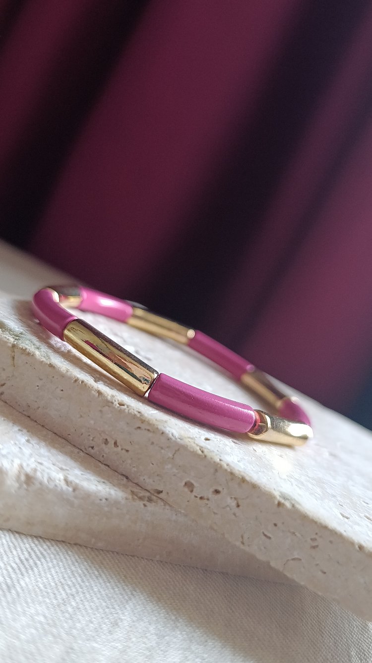 Pembe-Gold Lastikli Bileklik