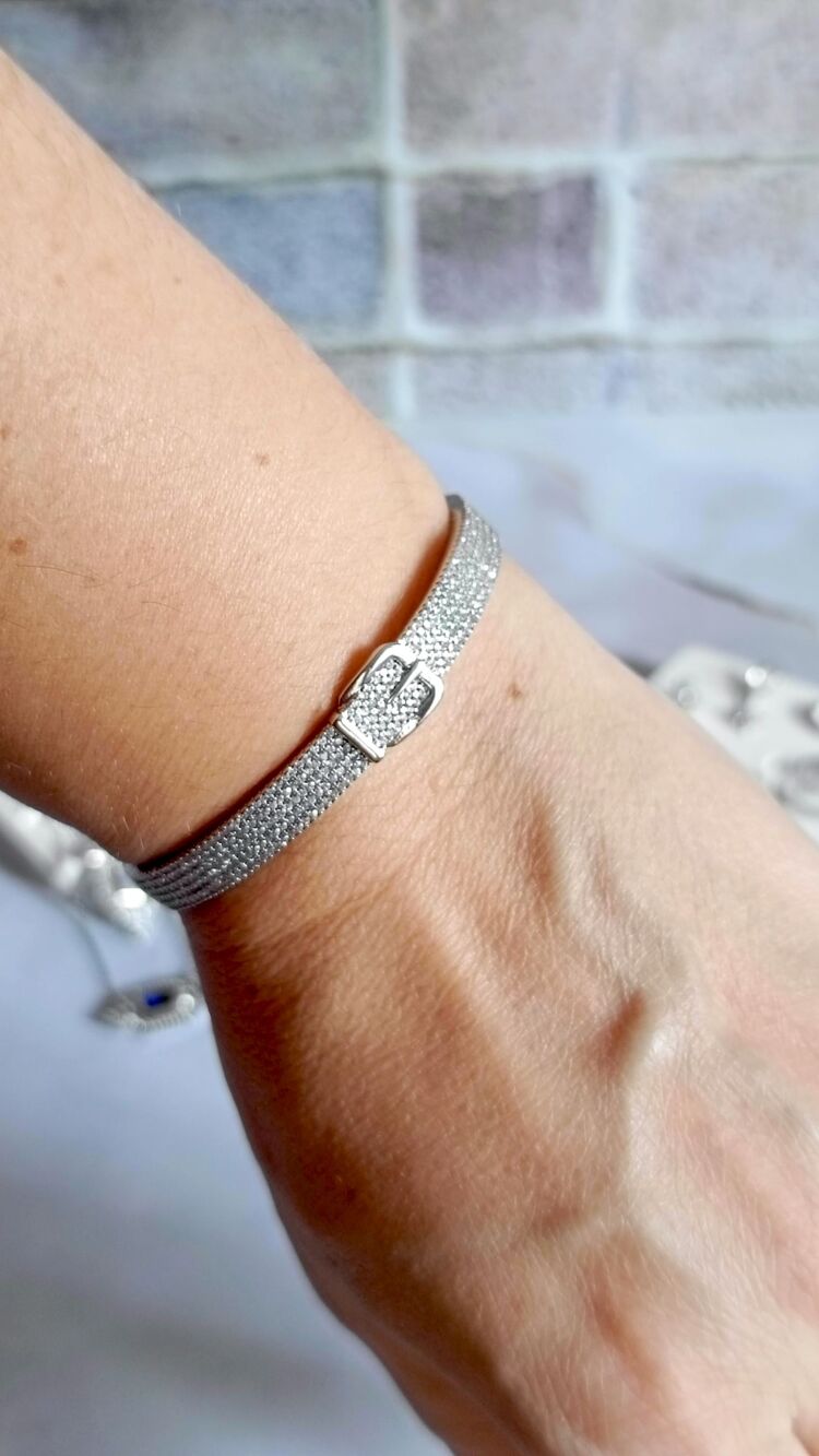 Silver Zirkon Taşlı Kemer Detay Kelepçe