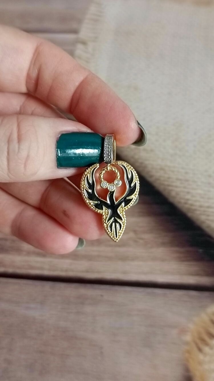 Siyah Mineli Anka Kuşu Charm