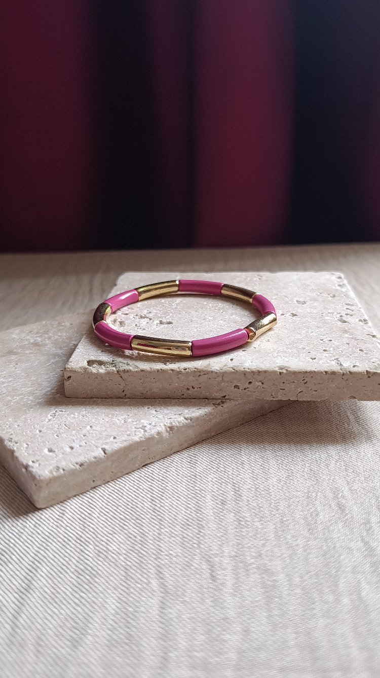 Pembe-Gold Lastikli Bileklik