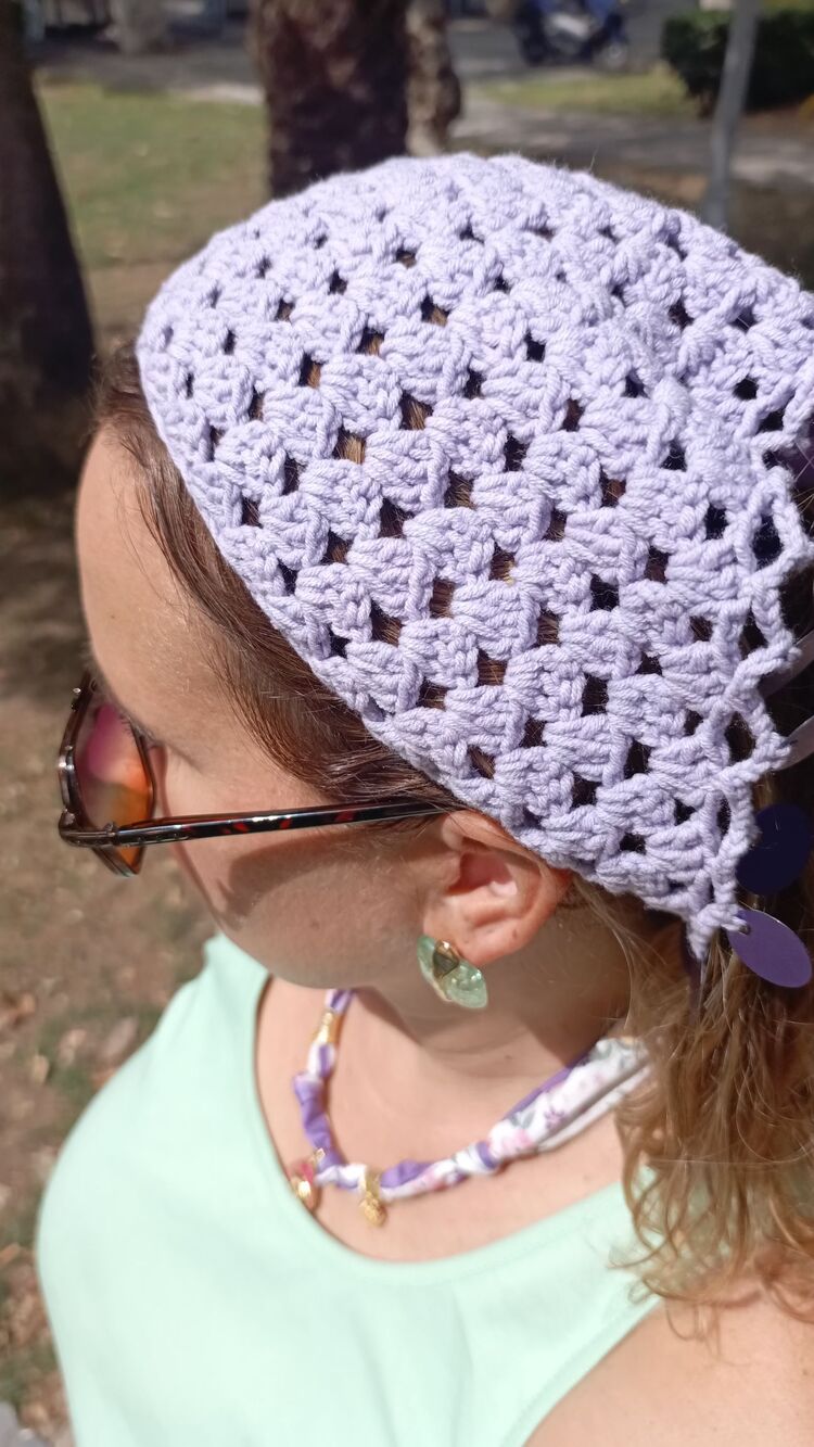 El Örgüsü Lila Bandana