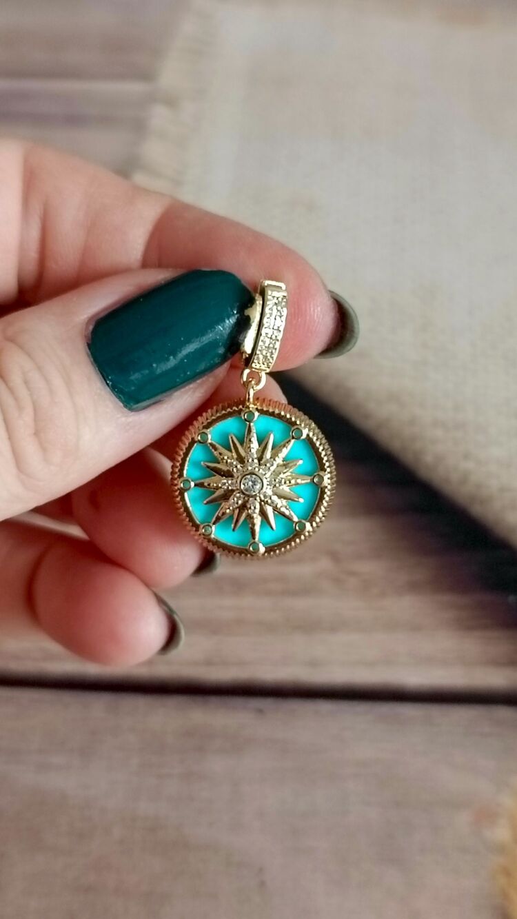 Turkuaz Mineli Kutup Yıldızı Charm