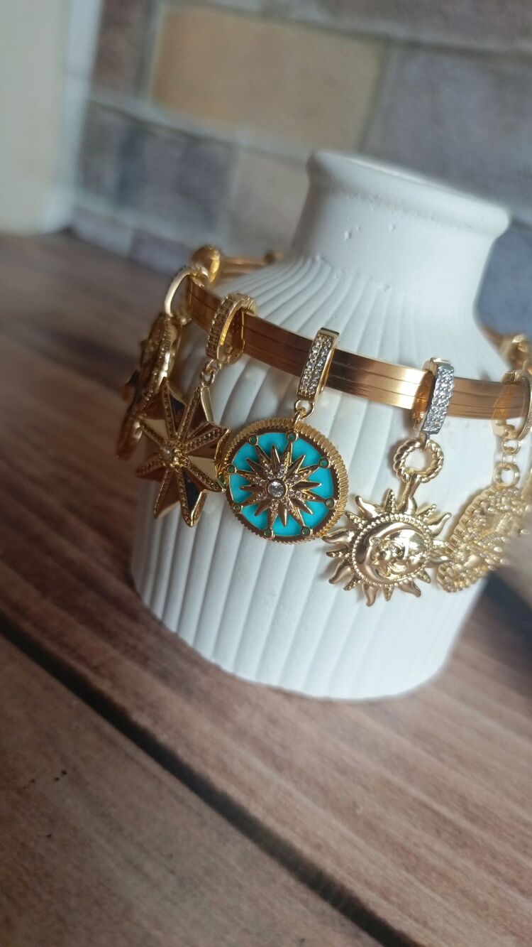 Turkuaz Mineli Kutup Yıldızı Charm