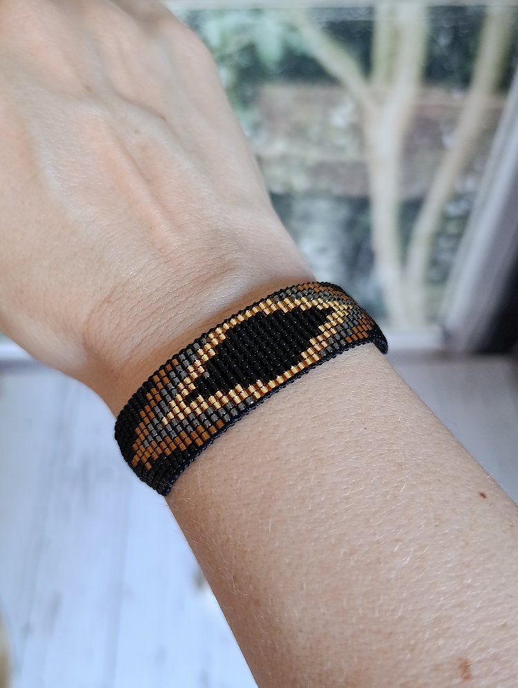 Siyah-Bakır-Gold Blok Miyuki Bileklik