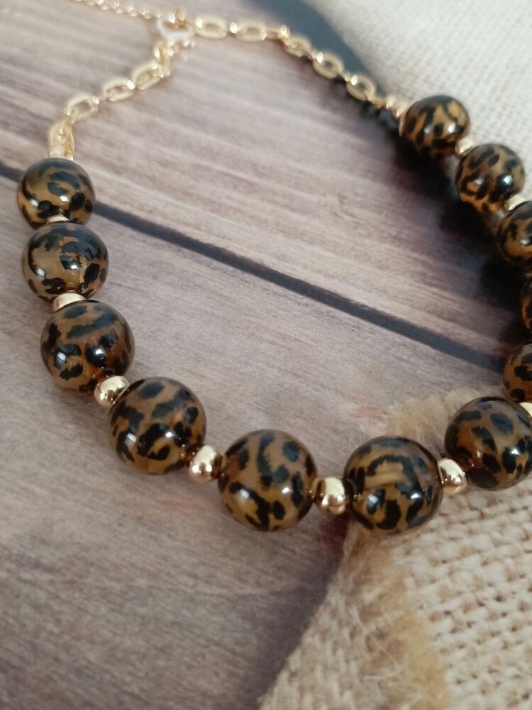 Kahverengi Leopar Kolye